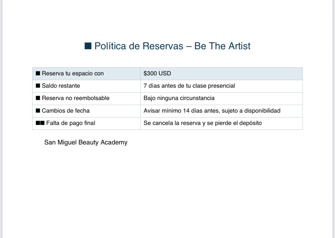 Be The Artist | Presencial | Curso completo de pestañas y cejas