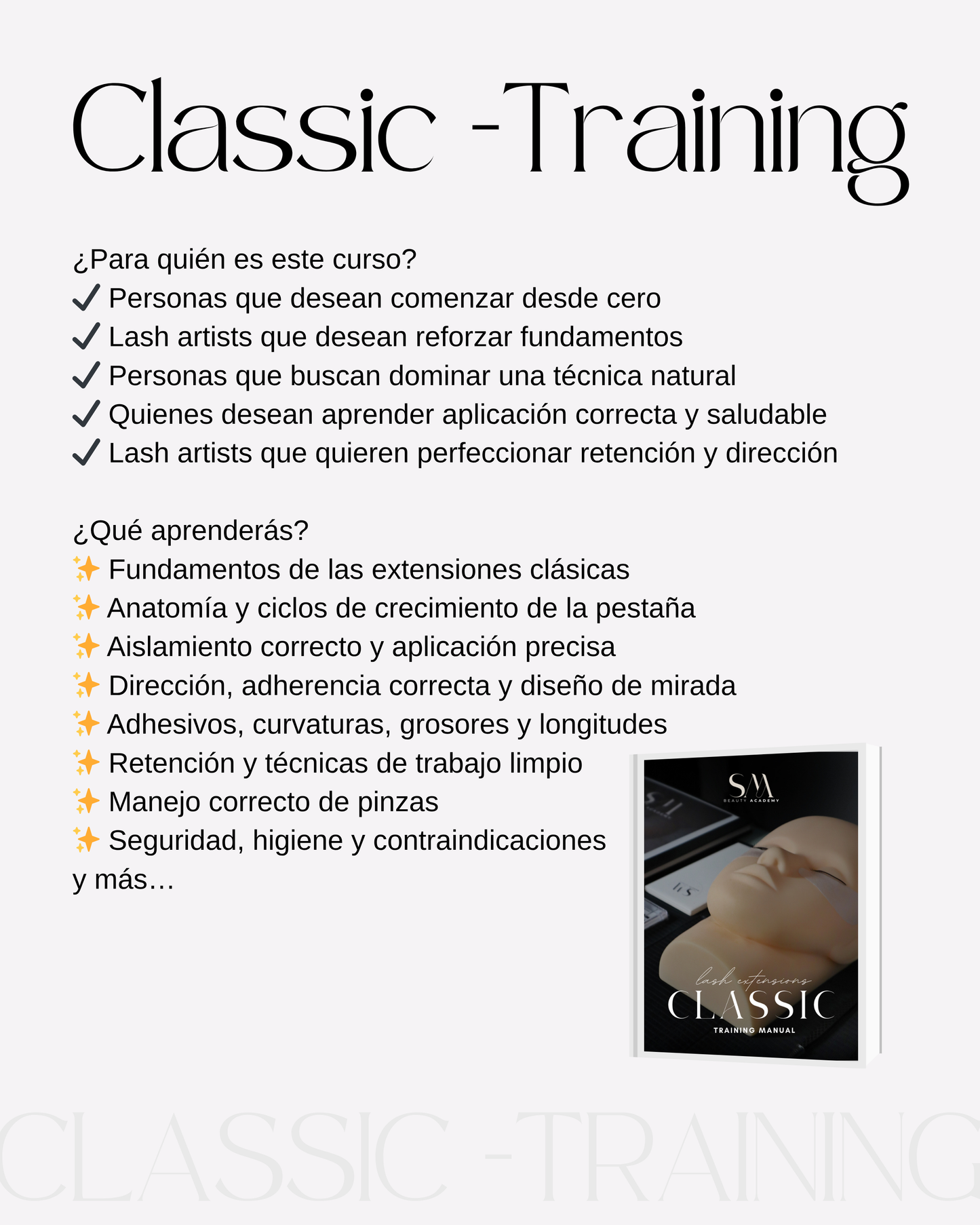 Curso de extensiones de pestañas Técnicas Clásica